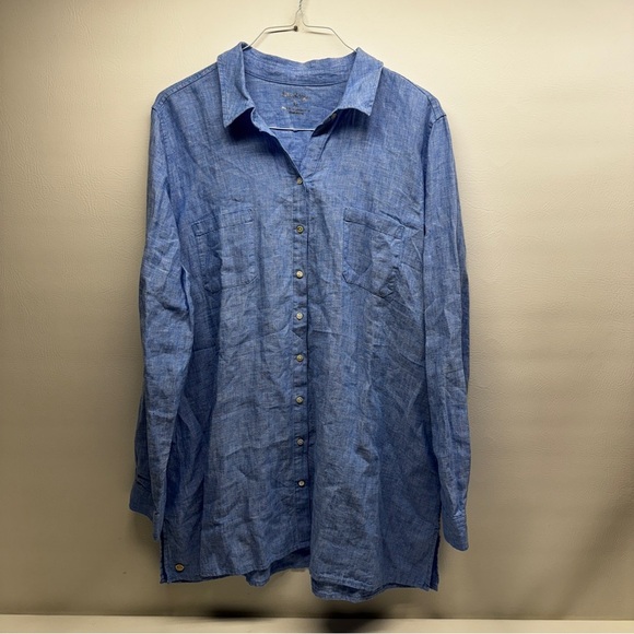 Lilly Pulitzer linen sea view Women's Blue Button-Up Shirt size XL NWT - Picture 2 of 11